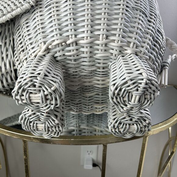 Pottery Barn Kids Handwoven Rattan Wicker Elephant Shaped Storage Basket Gray - Picture 16 of 16